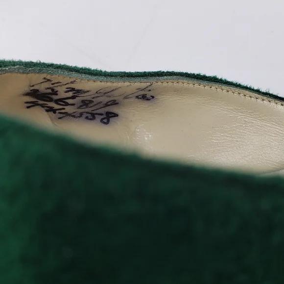 Vintage MCM Green Suede Patent Leather Heels Slingback Block Heel Mary Jane - Picture 10 of 11